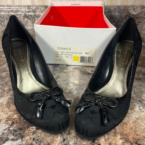 🖤NWT Coach Women’s Irene Wedge Size 7.5 Black🖤 - Picture 1 of 8